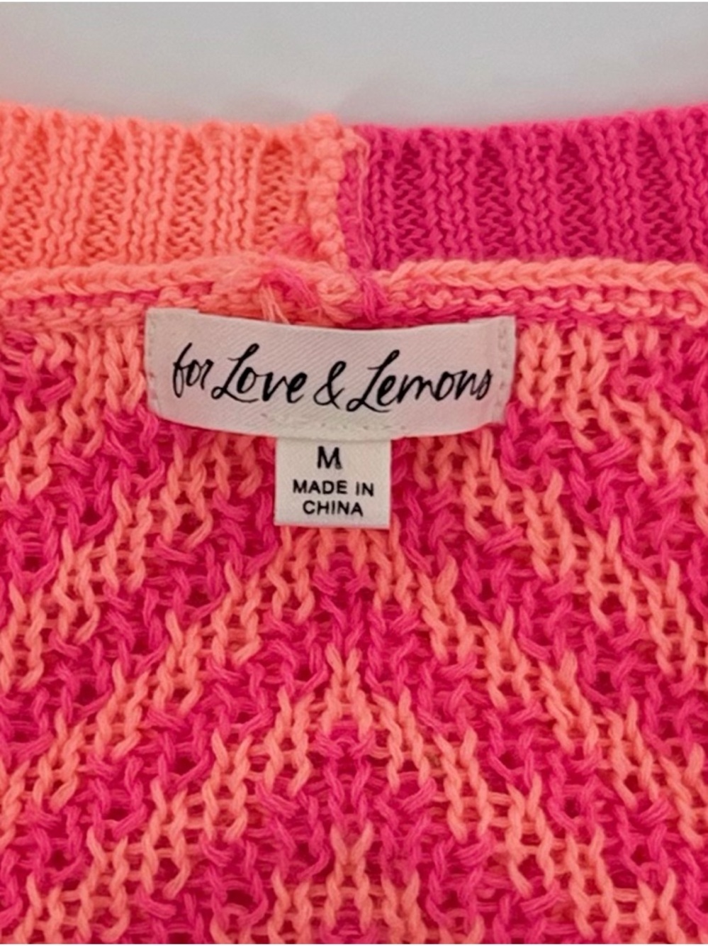 For Love & Lemons Cropped Knit Vest Size Medium Pink Orange Chevron Vibrant - Picture 4 of 6